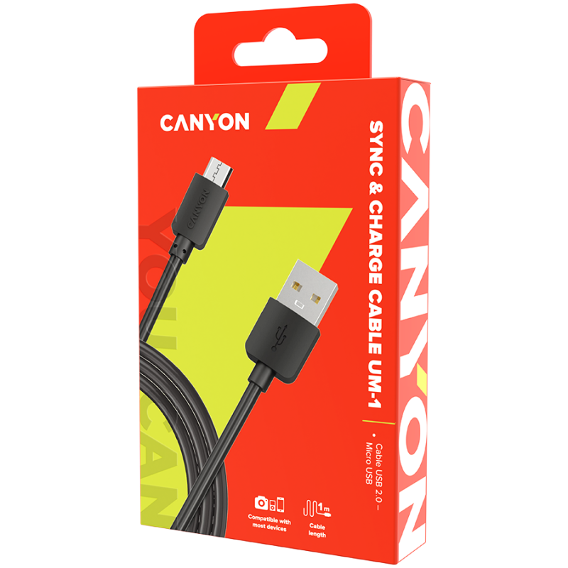 CANYON cable UM-1 MicroUSB 5W 1m Black - Image 3