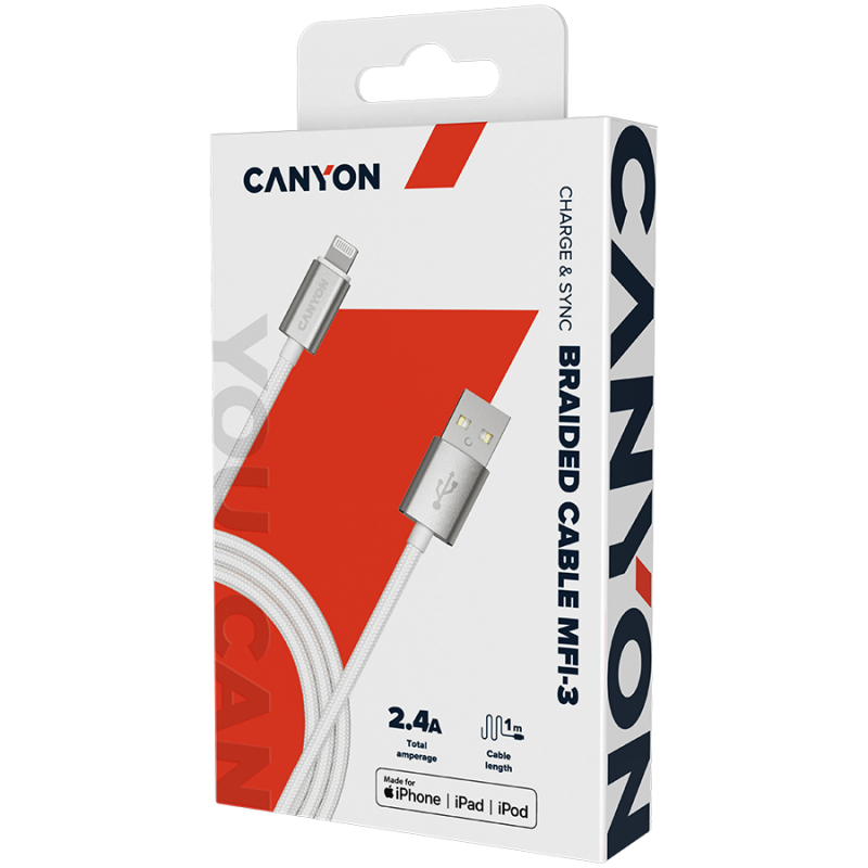 CANYON cable MFI-3 Lightning 12W 1m White - Image 6