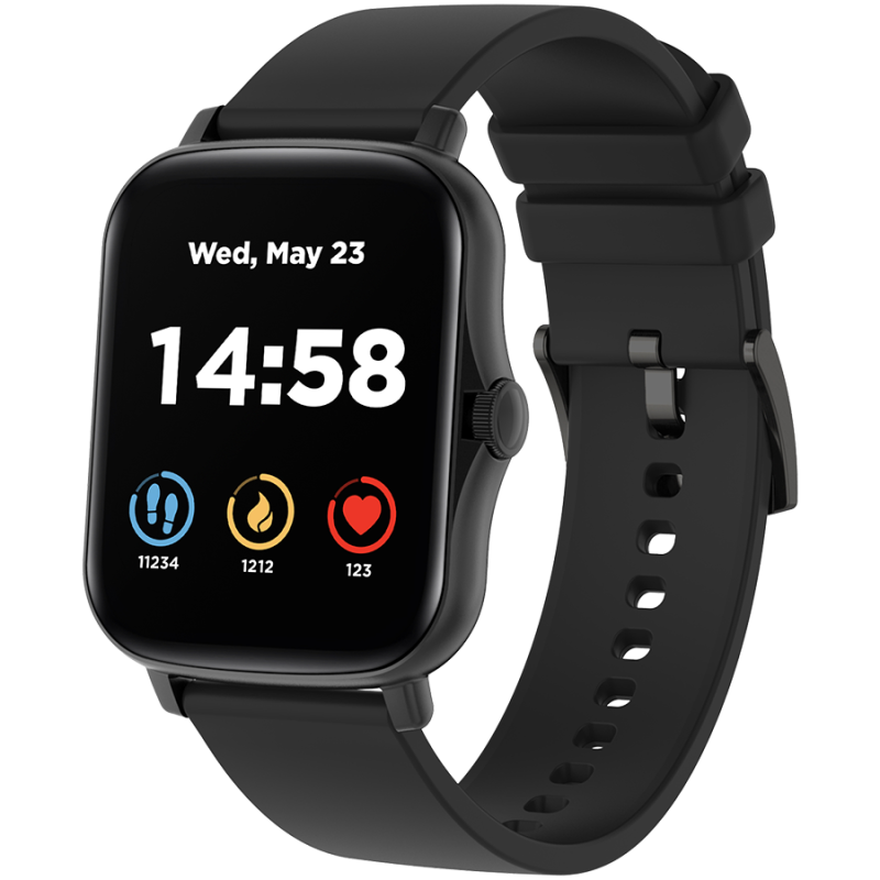 CANYON Wildberry SW-79, Smart watch, 1.69inches TFT full touch screen, Zinic+plastic body, IP67 waterproof, multi-sport mode, compatibility with iOS and android, black body with black silicon belt, Host: 44.4*36*9.2mm, Strap: 230x20mm, 47g - Image 2