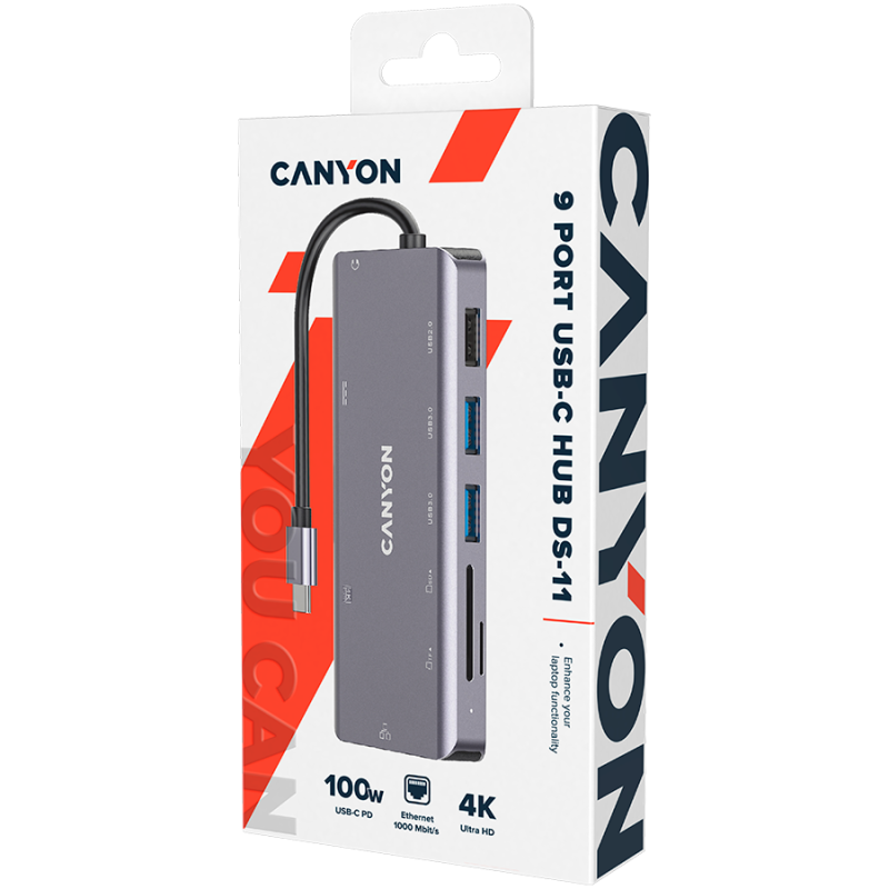 CANYON hub DS-11 9in1 USB-C Space Grey - Image 2