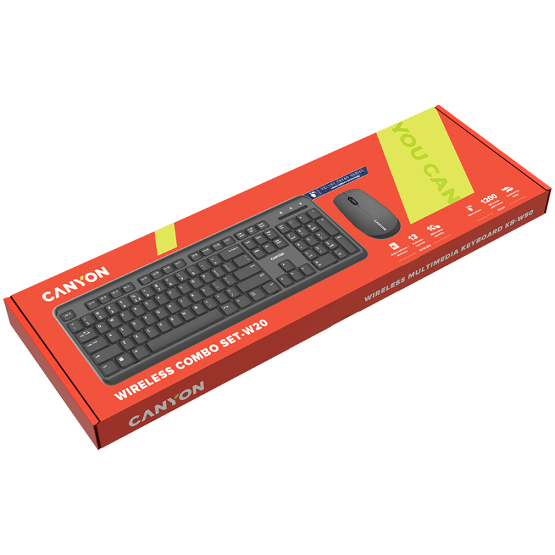 CANYON SET-W20 UK/US Keyboard+Mouse Velvet Wireless Black - Image 3