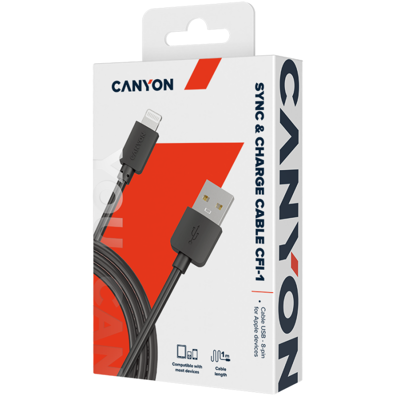 CANYON cable CFI-1 Lightning 5W 1m  Black - Image 2