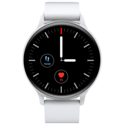 CANYON Badian SW-68, Smartwatch, Realtek 8762CK, 1.28''TFT 240x240px; RAM : 160KB,  Lithium-ion polymer battery, 3.7V 190mAh Include, Silver Zinc alloy middle frame + plastic bottom case+ white Silicone strap + silver strap buckle, 44.9x 10.9mm, strap: 20x220mm, 50.64g