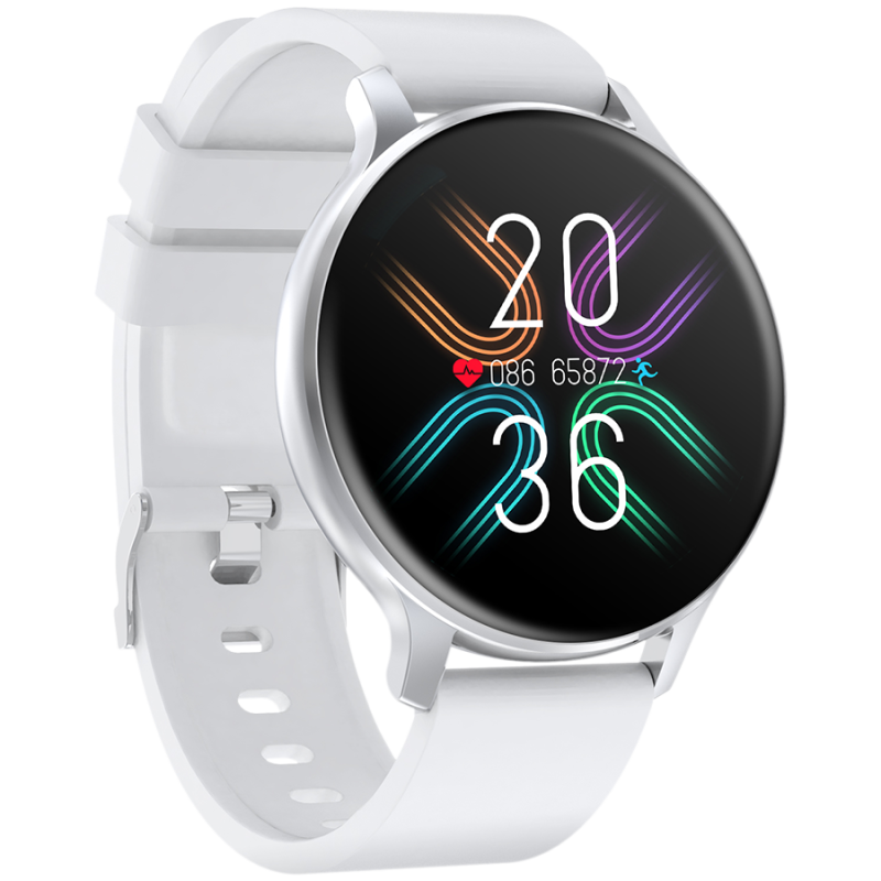 CANYON Badian SW-68, Smartwatch, Realtek 8762CK, 1.28''TFT 240x240px; RAM : 160KB,  Lithium-ion polymer battery, 3.7V 190mAh Include, Silver Zinc alloy middle frame + plastic bottom case+ white Silicone strap + silver strap buckle, 44.9x 10.9mm, strap: 20x220mm, 50.64g - Image 3