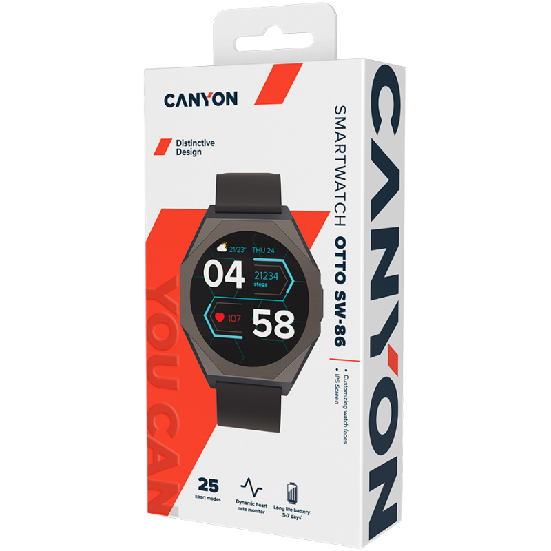 CANYON smart watch Otto SW-86 Black - Image 7