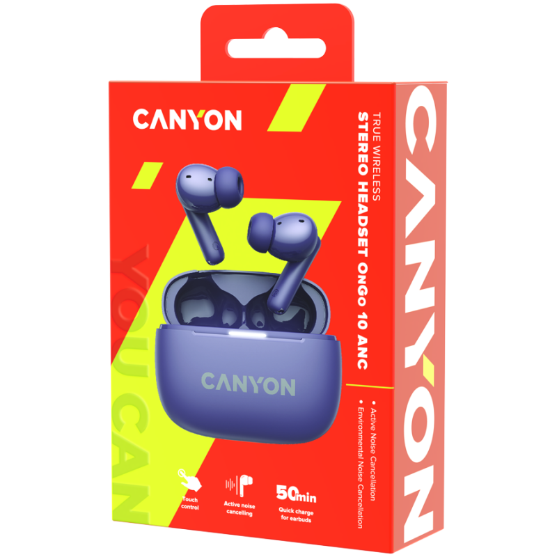 CANYON headset OnGo TWS-10 ANC+ENC Purple - Image 8
