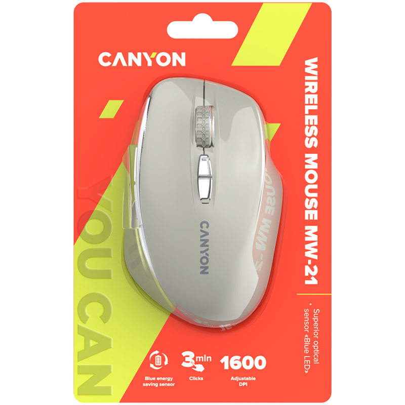 CANYON mouse MW-21 BlueLED 7buttons Wireless Cosmic Latte - Image 6