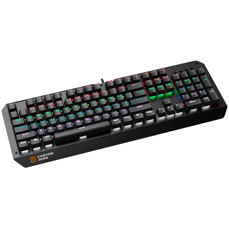 CANYON Hazard GK-6, Wired multimedia gaming keyboard with lighting effect, 108pcs rainbow LED, Numbers 104keys, EN double injection layout, cable length 1.8M, 450.5*163.7*42mm, 0.90kg, color black - Image 4