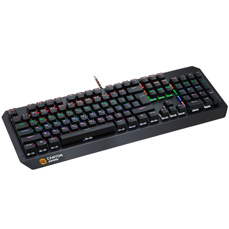 CANYON Hazard GK-6, Wired multimedia gaming keyboard with lighting effect, 108pcs rainbow LED, Numbers 104keys, EN double injection layout, cable length 1.8M, 450.5*163.7*42mm, 0.90kg, color black - Image 5