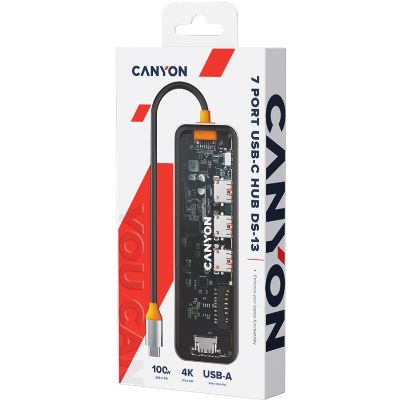 CANYON hub DS-13 7in1 4k USB-C Transparent Space Grey - Image 7