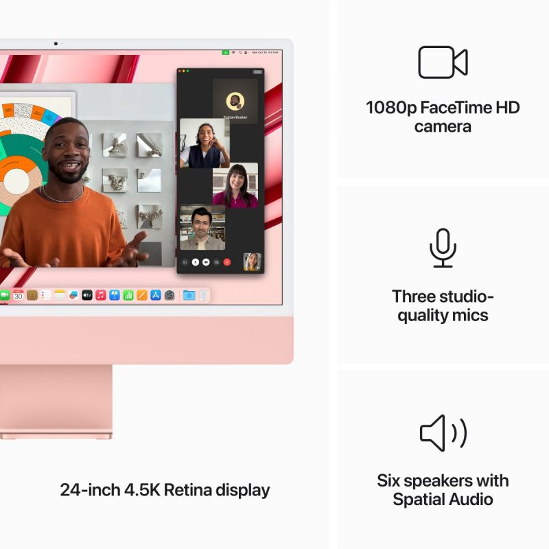 24-inch iMac with Retina 4.5K display: Apple M3 chip with 8‑core CPU and 10‑core GPU, 256GB SSD - Pink,Model A2873 - Image 8