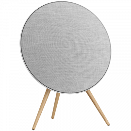 Beosound A9 5th Gen Speaker Natural Alu (Back Grey Mist/Cover Kvadrat Light Grey/Legs Oak)