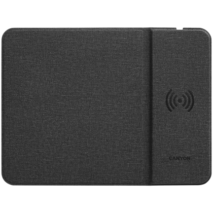 CANYON MP-W5, Mouse Mat with wireless charger, Input 5V/2A,9V2A Output 5W/7.5W/10W, 324*244*6mm, USB Type C cable length 1m, Black, 220g