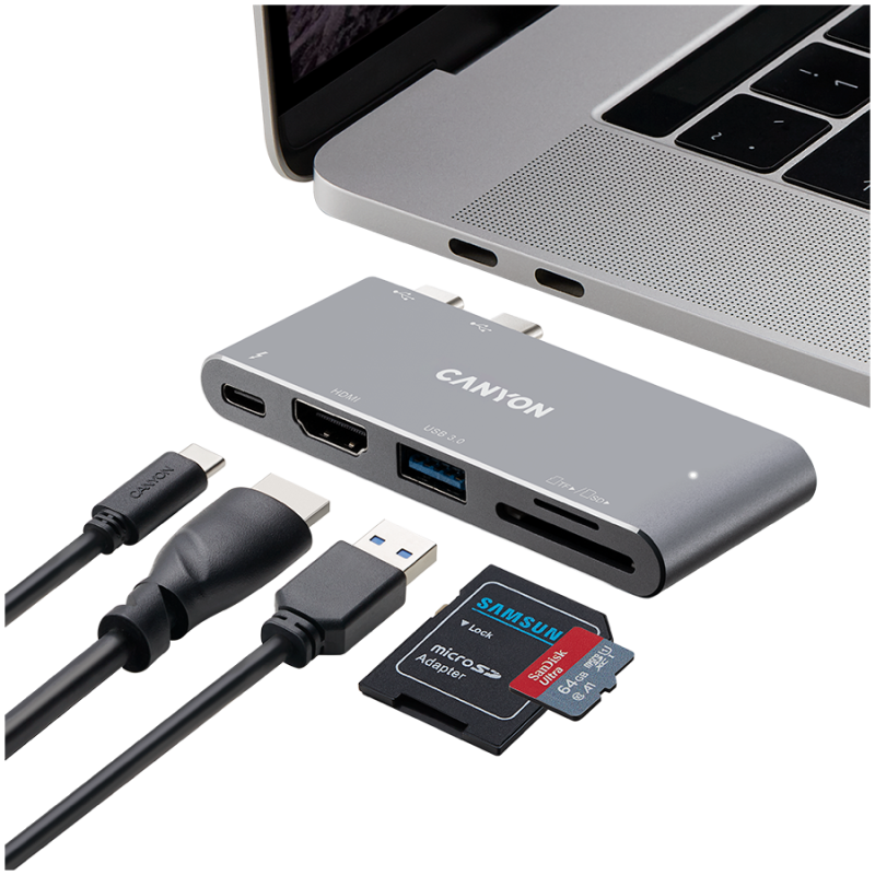 CANYON hub DS-5 5in1 Thunderbolt 3 4k Space Grey - Image 4