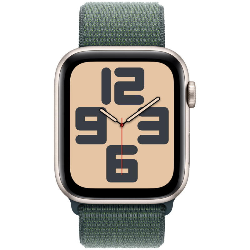 Apple Watch SE GPS 44mm Starlight Aluminium Case with Lake Green Sport Loop,Model A2723 - Image 2