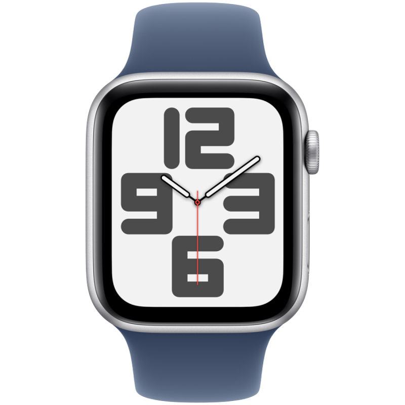 Apple Watch SE GPS 44mm Silver Aluminium Case with Denim Sport Band - S/M,Model A2723 - Image 5