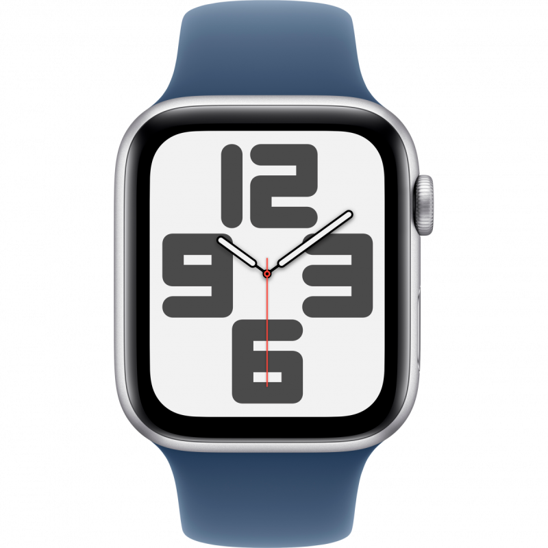 Apple Watch SE GPS 44mm Silver Aluminium Case with Denim Sport Band - S/M,Model A2723 - Image 6