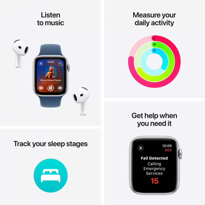 Apple Watch SE GPS 40mm Midnight Aluminium Case with Ink Sport Loop,Model A2722 - Image 7