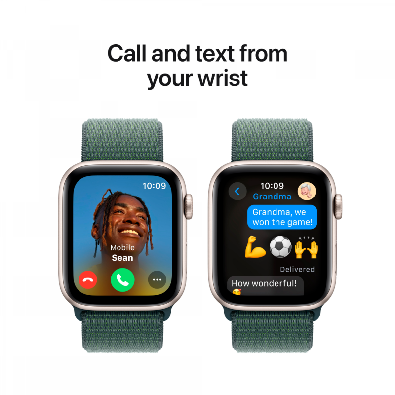 Apple Watch SE GPS 40mm Starlight Aluminium Case with Lake Green Sport Loop,Model A2722 - Image 8