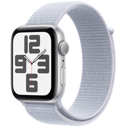 Apple Watch SE GPS 44mm Silver Aluminium Case with Blue Cloud Sport Loop,Model A2723
