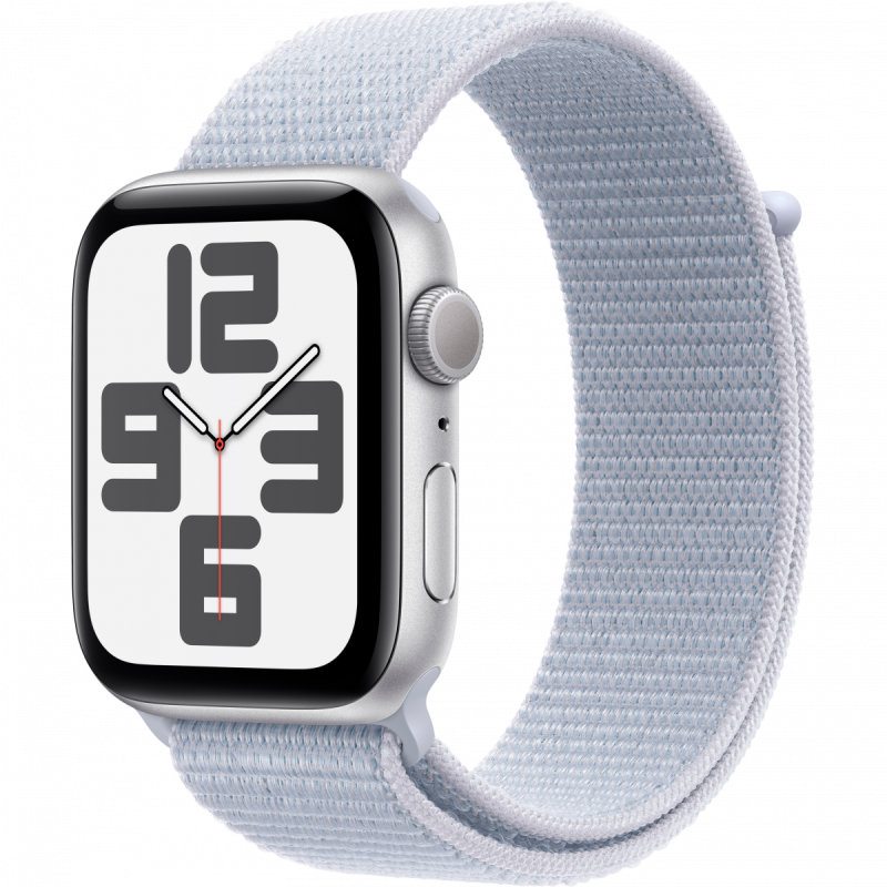 Apple Watch SE GPS 44mm Silver Aluminium Case with Blue Cloud Sport Loop,Model A2723 - Image 5