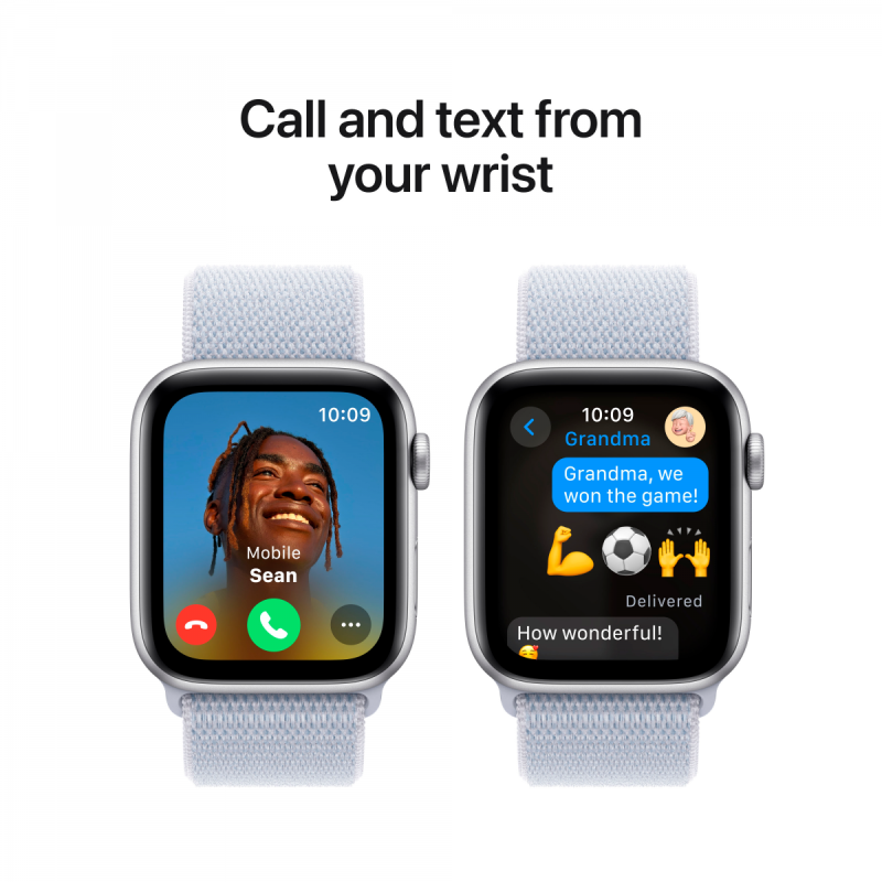 Apple Watch SE GPS 44mm Silver Aluminium Case with Blue Cloud Sport Loop,Model A2723 - Image 8
