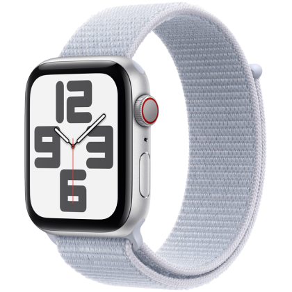Apple Watch SE GPS + Cellular 40mm Silver Aluminium Case with Blue Cloud Sport Loop,Model A2725