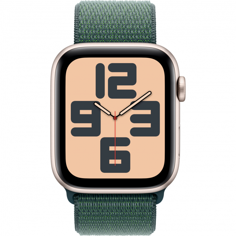 Apple Watch SE GPS + Cellular 44mm Starlight Aluminium Case with Lake Green Sport Loop,Model A2724 - Image 6