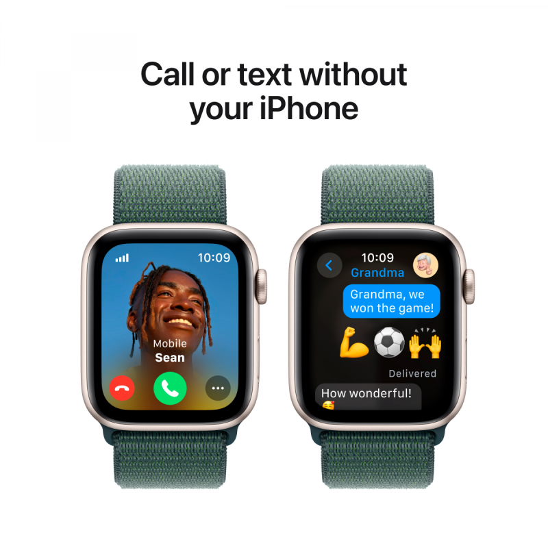 Apple Watch SE GPS + Cellular 44mm Starlight Aluminium Case with Lake Green Sport Loop,Model A2724 - Image 8