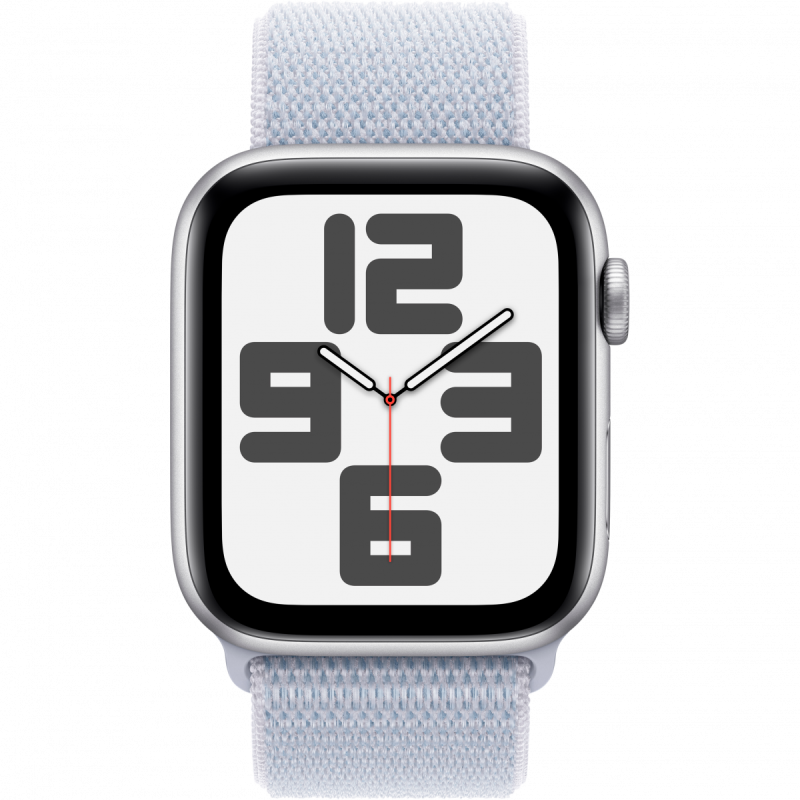 Apple Watch SE GPS + Cellular 44mm Silver Aluminium Case with Blue Cloud Sport Loop,Model A2724 - Image 6