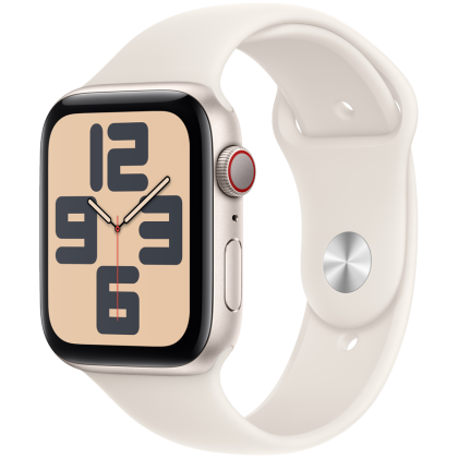 Apple Watch SE GPS + Cellular 44mm Starlight Aluminium Case with Starlight Sport Band - M/L,Model A2724