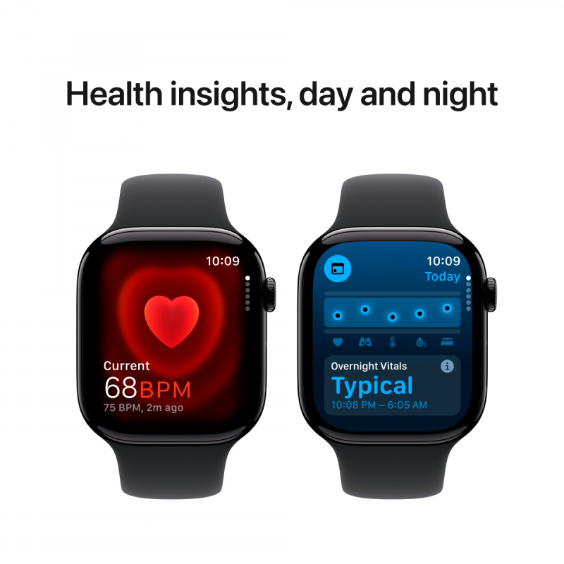 Apple Watch Series 10 GPS 46mm Jet Black Aluminium Case with Black Sport Band - S/M,Model A2999 - Image 8