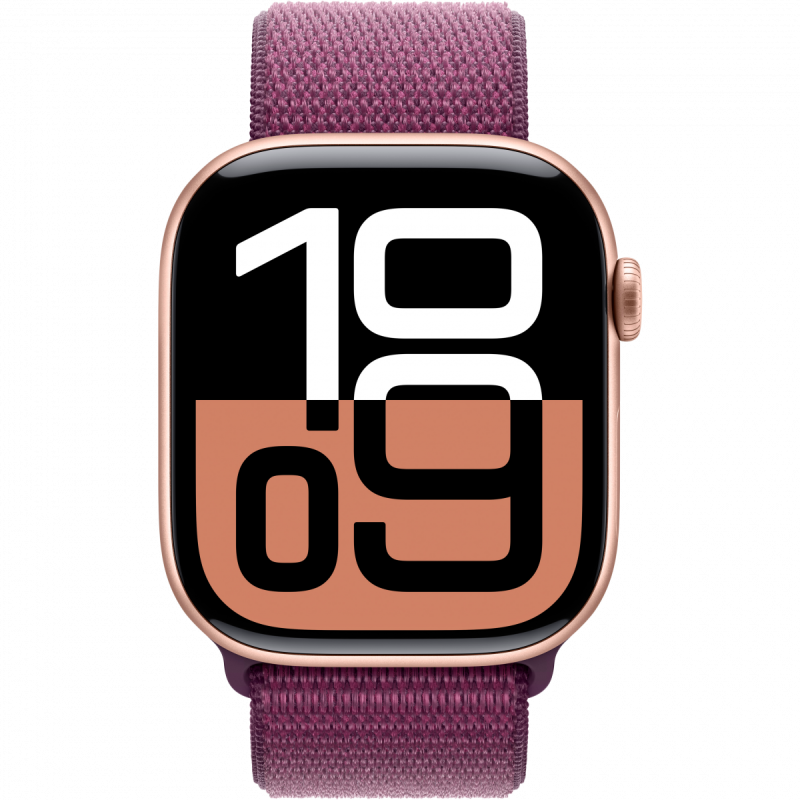 Apple Watch Series 10 GPS + Cellular 42mm Rose Gold Aluminium Case with Plum Sport Loop,Model A3001 - Image 6
