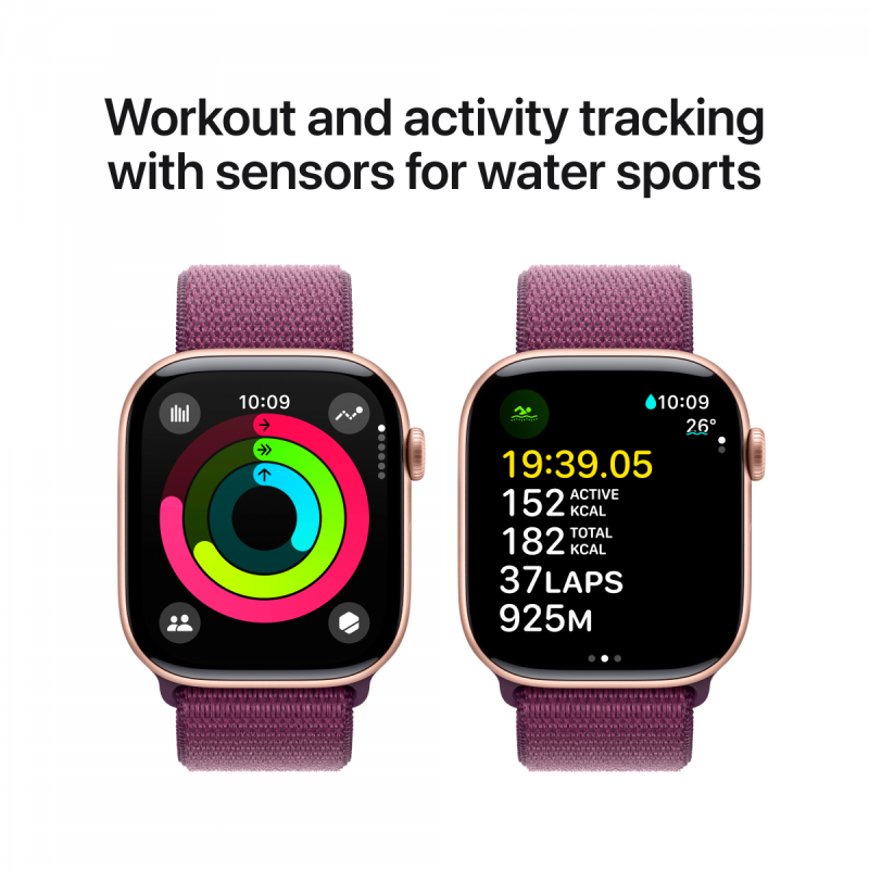 Apple Watch Series 10 GPS + Cellular 42mm Rose Gold Aluminium Case with Plum Sport Loop,Model A3001 - Image 8