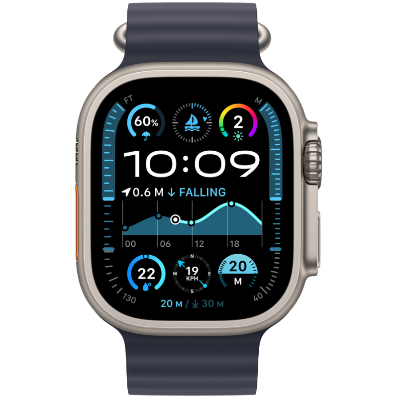 Apple Watch Ultra 2 GPS + Cellular 49mm Natural Titanium Case with Navy Ocean Band,Model A2986 - Image 2