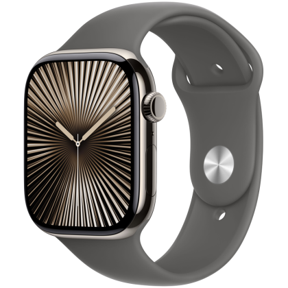Apple Watch Series 10 GPS + Cellular 46mm Natural Titanium Case with Stone Grey Sport Band - M/L,Model A3003