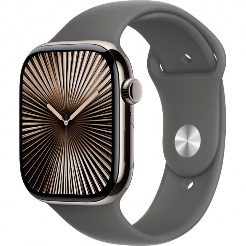 Apple Watch Series 10 GPS + Cellular 46mm Natural Titanium Case with Stone Grey Sport Band - M/L,Model A3003 - Image 5