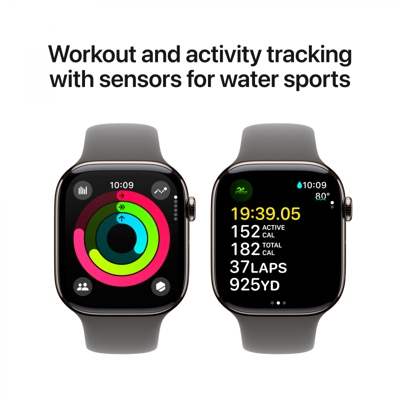 Apple Watch Series 10 GPS + Cellular 46mm Natural Titanium Case with Stone Grey Sport Band - M/L,Model A3003 - Image 8