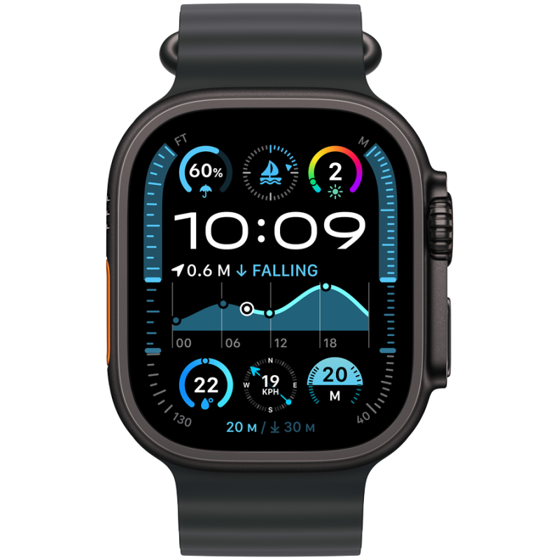 Apple Watch Ultra 2 GPS + Cellular 49mm Black Titanium Case with Black Ocean Band,Model A2986 - Image 2