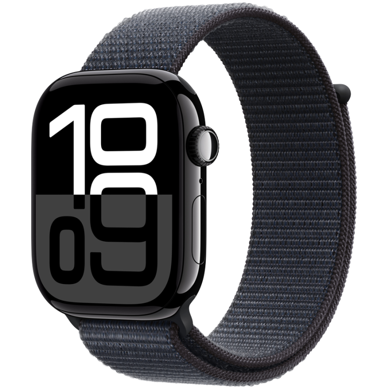 Apple Watch Series 10 GPS + Cellular 46mm Jet Black Aluminium Case with Ink Sport Loop,Model A3003