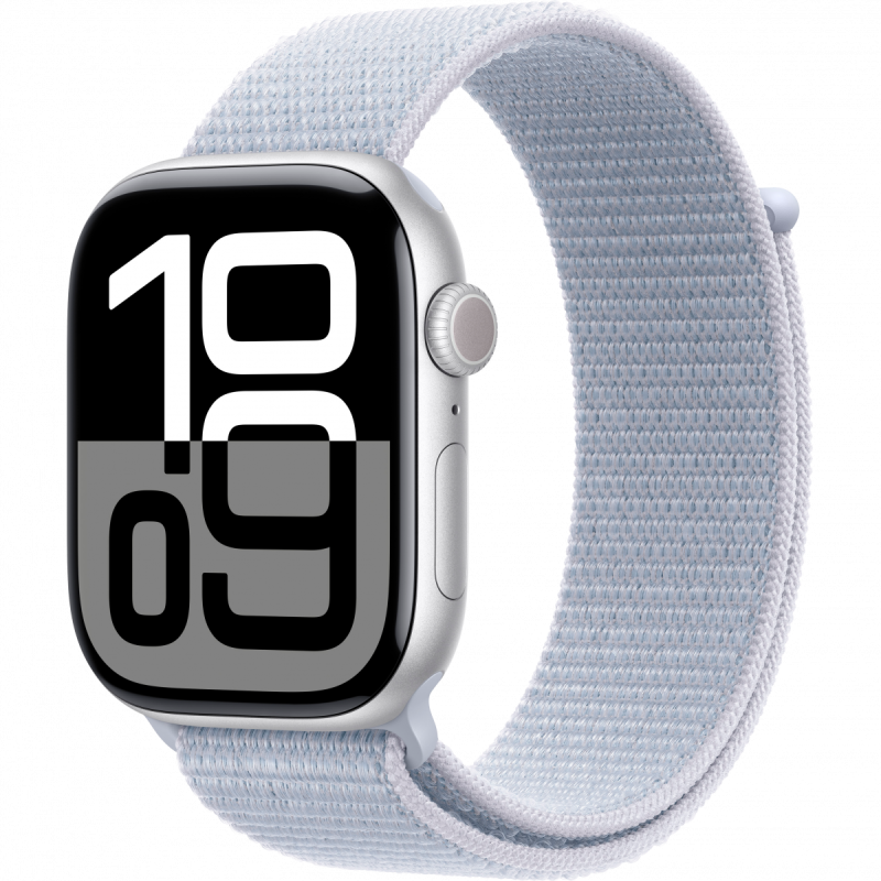 Apple Watch Series 10 GPS + Cellular 46mm Silver Aluminium Case with Blue Cloud Sport Loop,Model A3003 - Image 5