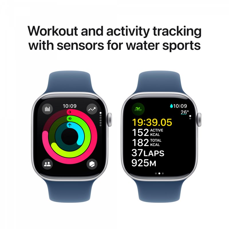 Apple Watch Series 10 GPS + Cellular 42mm Silver Aluminium Case with Denim Sport Band - M/L,Model A3001 - Image 8