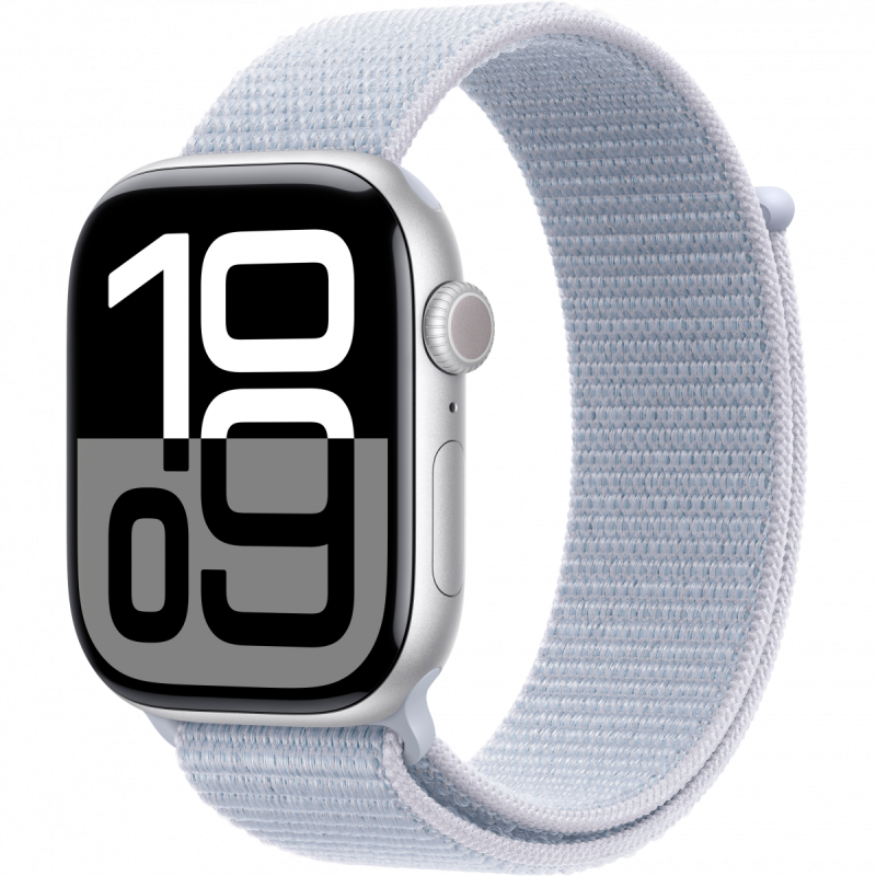 Apple Watch Series 10 GPS + Cellular 42mm Silver Aluminium Case with Blue Cloud Sport Loop,Model A3001 - Image 5