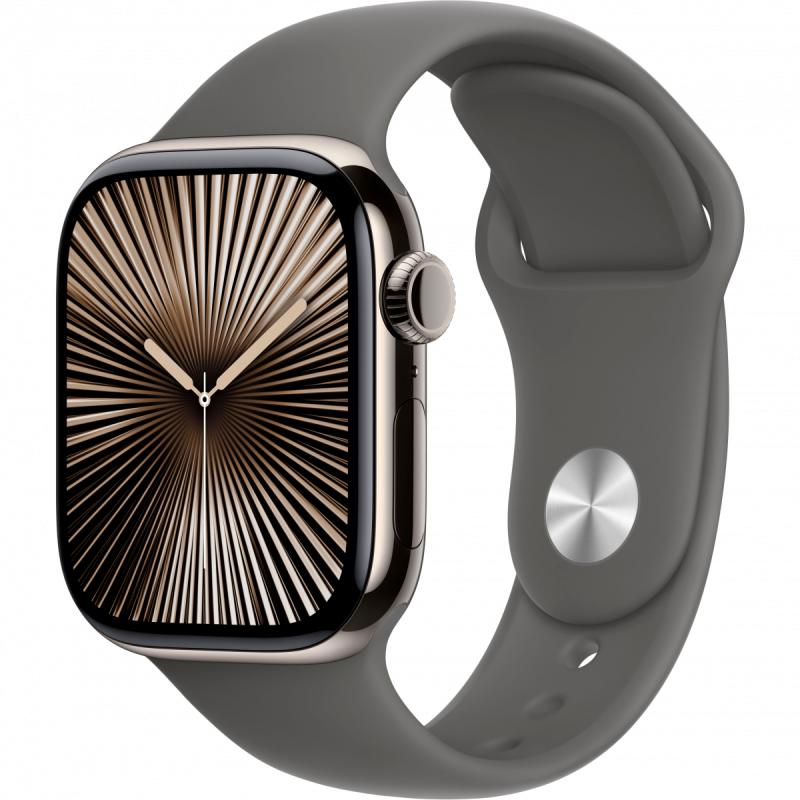 Apple Watch Series 10 GPS + Cellular 42mm Natural Titanium Case with Stone Grey Sport Band - M/L,Model A3001 - Image 5