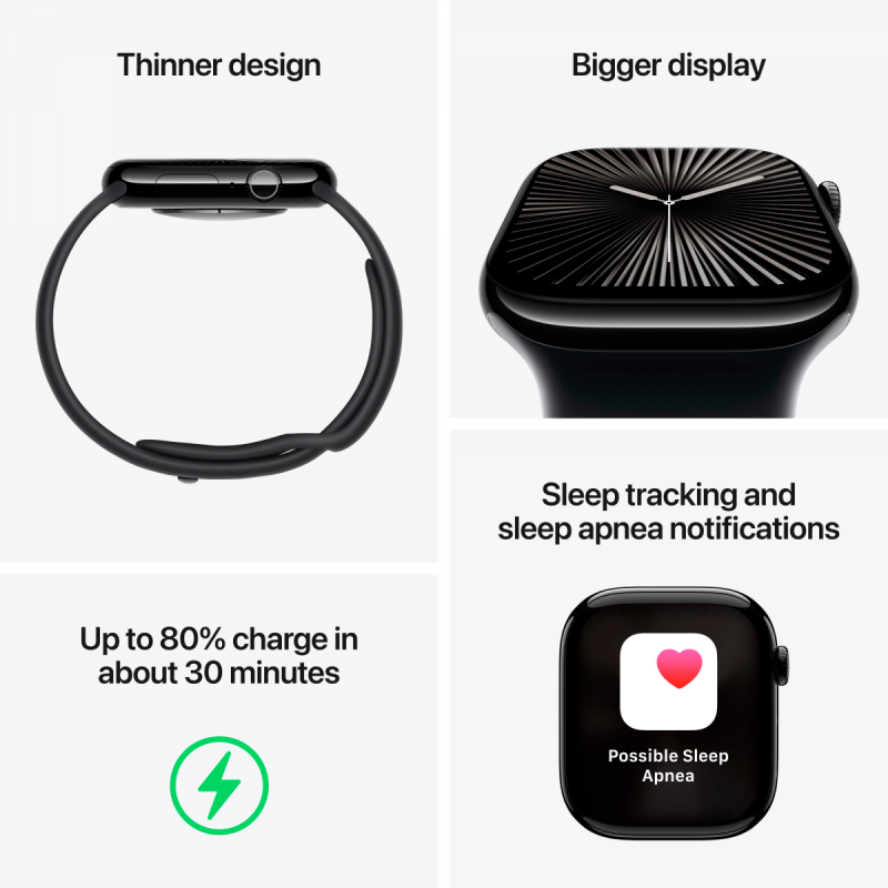 Apple Watch Series 10 GPS + Cellular 42mm Natural Titanium Case with Stone Grey Sport Band - M/L,Model A3001 - Image 7