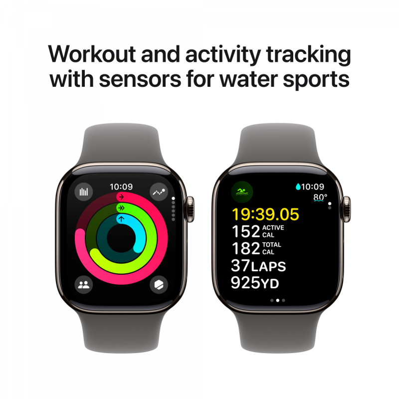 Apple Watch Series 10 GPS + Cellular 42mm Natural Titanium Case with Stone Grey Sport Band - M/L,Model A3001 - Image 8