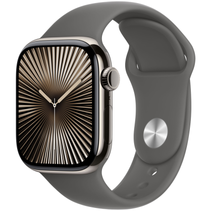 Apple Watch Series 10 GPS + Cellular 42mm Natural Titanium Case with Stone Grey Sport Band - M/L,Model A3001