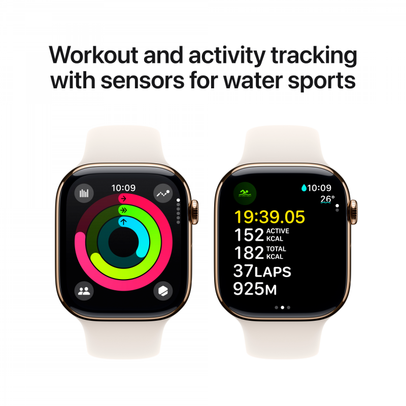 Apple Watch Series 10 GPS + Cellular 42mm Gold Titanium Case with Starlight Sport Band - S/M,Model A3001 - Image 8