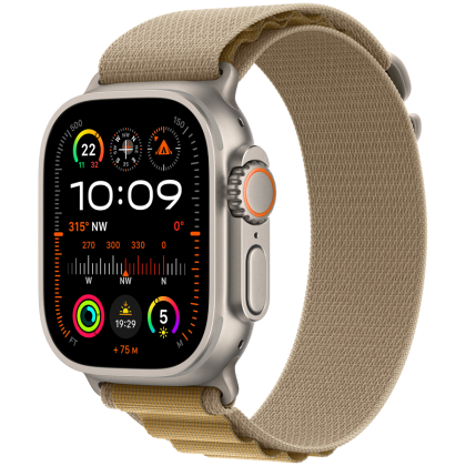 Apple Watch Ultra 2 GPS + Cellular 49mm Natural Titanium Case with Tan Alpine Loop - Large,Model A2986