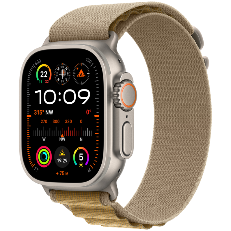 Apple Watch Ultra 2 GPS + Cellular 49mm Natural Titanium Case with Tan Alpine Loop - Small,Model A2986